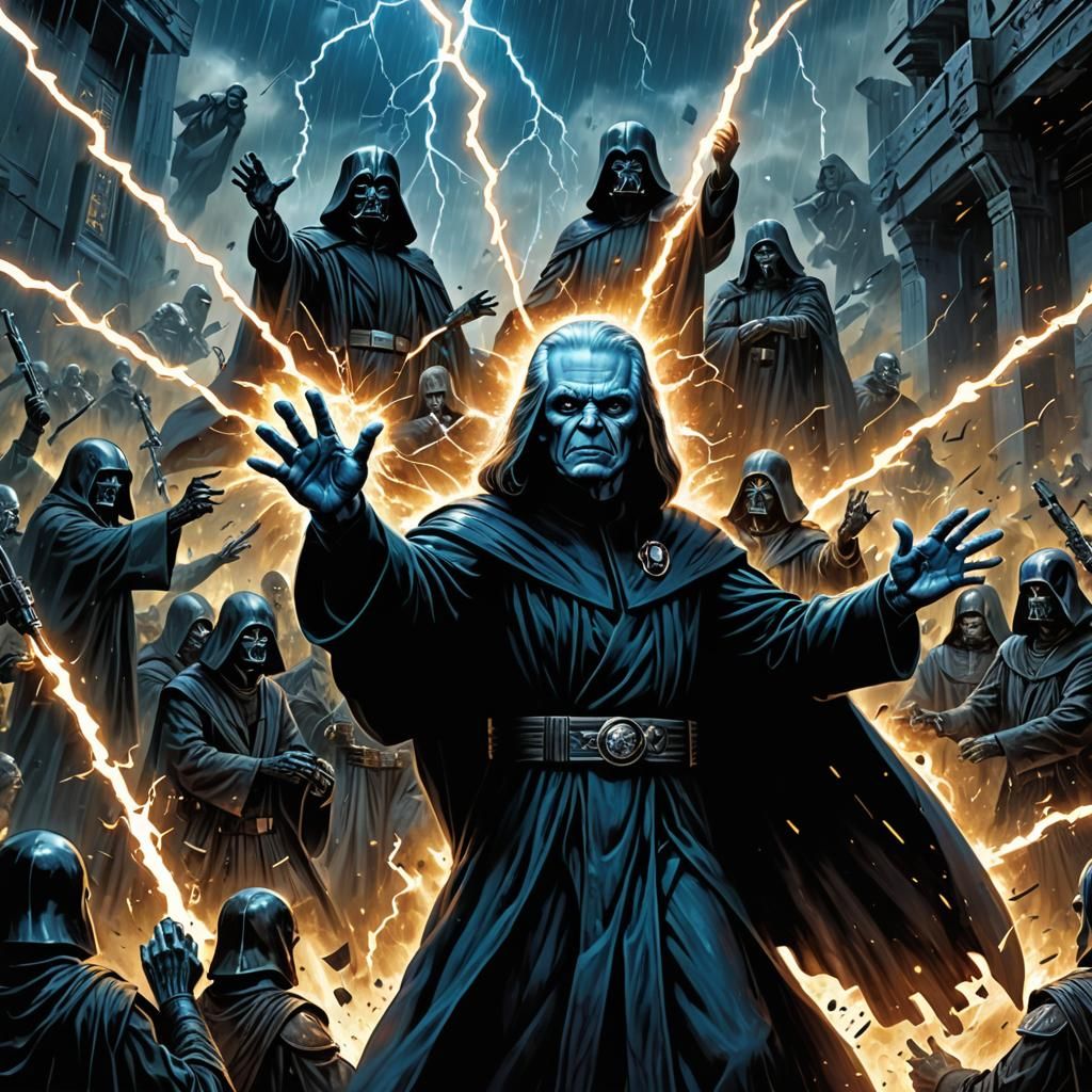 Palpatine's Force Lightning Display in Detailed Matte Painti...