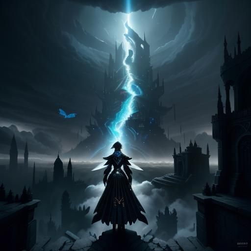 Brooding Figure Before Tower of Despair