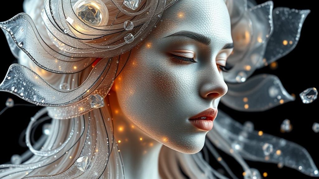 Ethereal Goddess in Crystal Light Refracting Scales