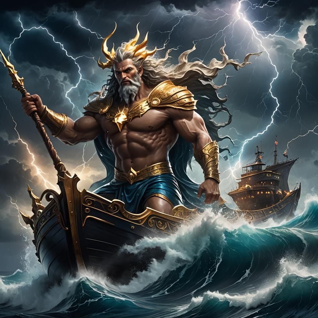 Majestic Ocean God Emerges During Storm