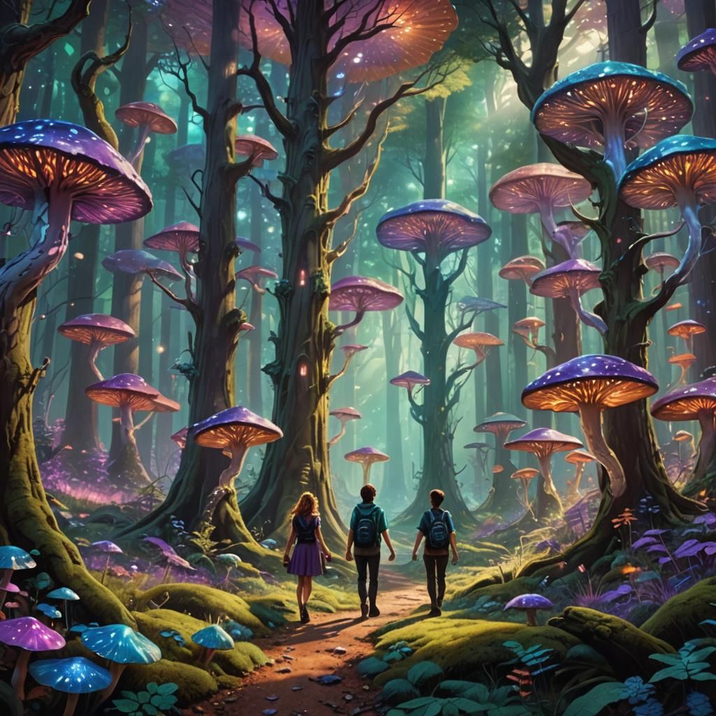 Iridescent Forest Adventure: A Fantasy Concept Art