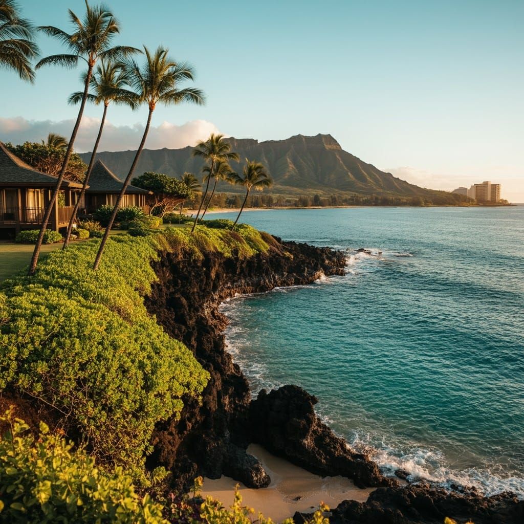 Hawaiian Beach Resort at Golden Hour