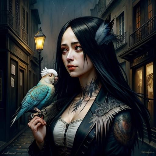 Hybrid Child in Thought: Dark Fantasy Watercolor