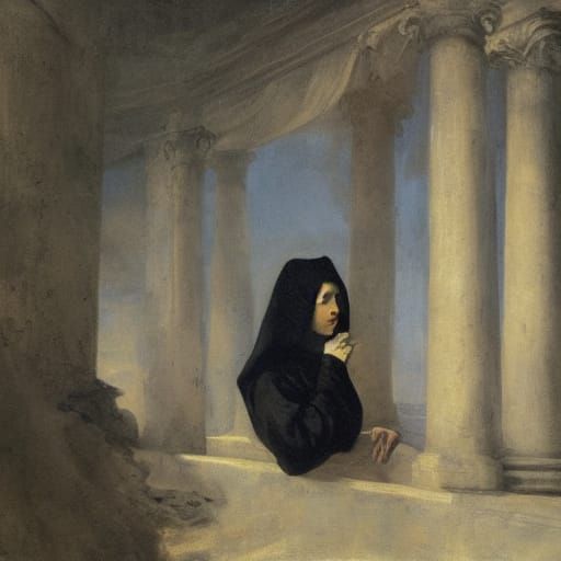 Romanticism Portrait of Woman Amidst Ruins
