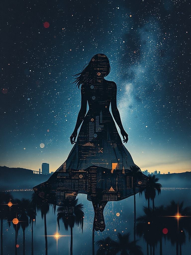 Dreamscape Silhouette with Double Exposure Effect