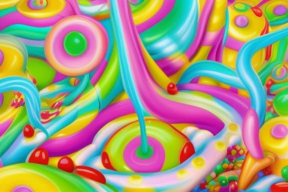 daisy Candy art style! Whimsical playful colorful! candy!!! 🍬🍭 Candyland art!! “Hyperrealistic hyperdetailed highly de...