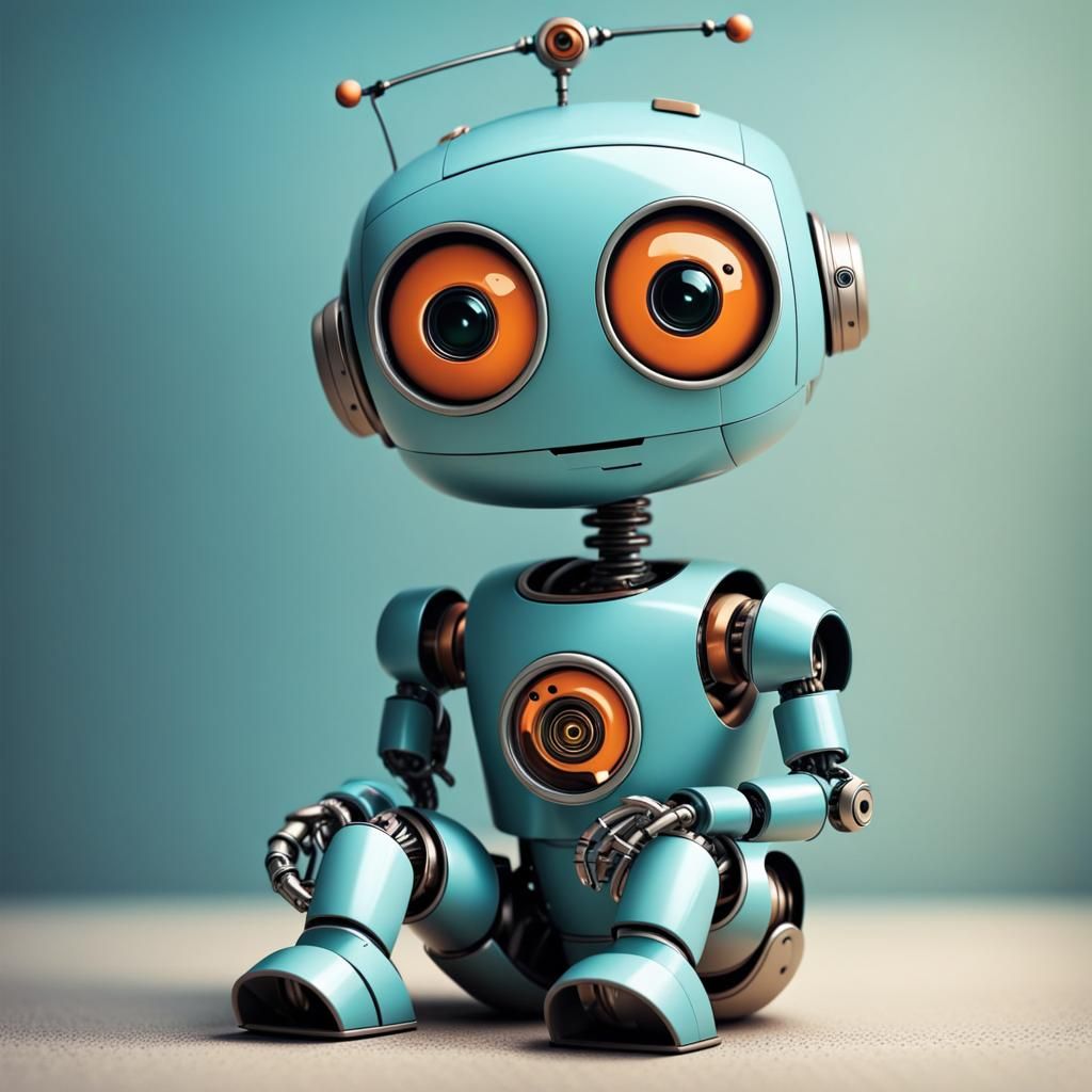 Adorable Robot in Abstract Art Style