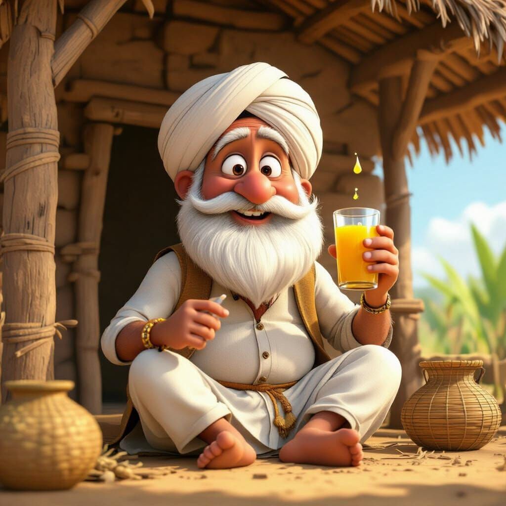 Cartoon Indian Farmer in 3D Pixar Style