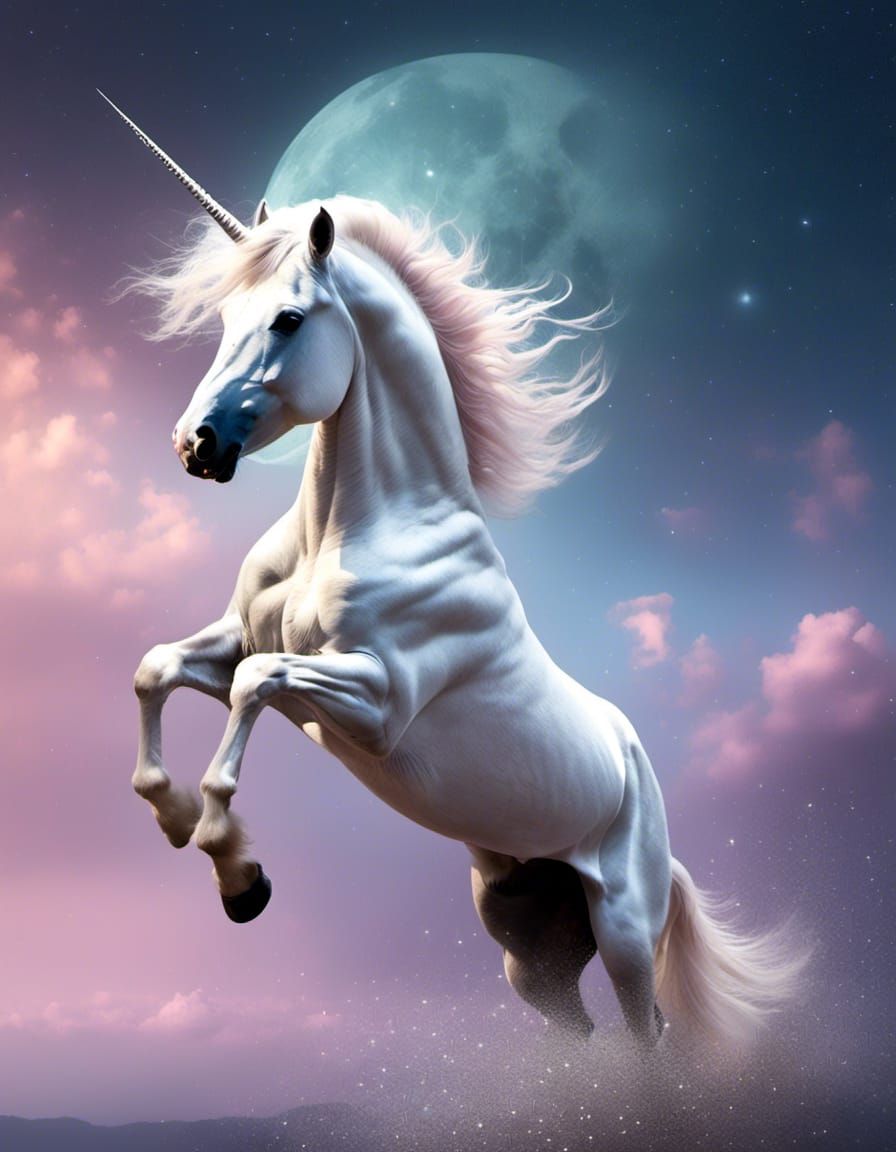 Ethereal Unicorn Double Exposure in Pastel Shades