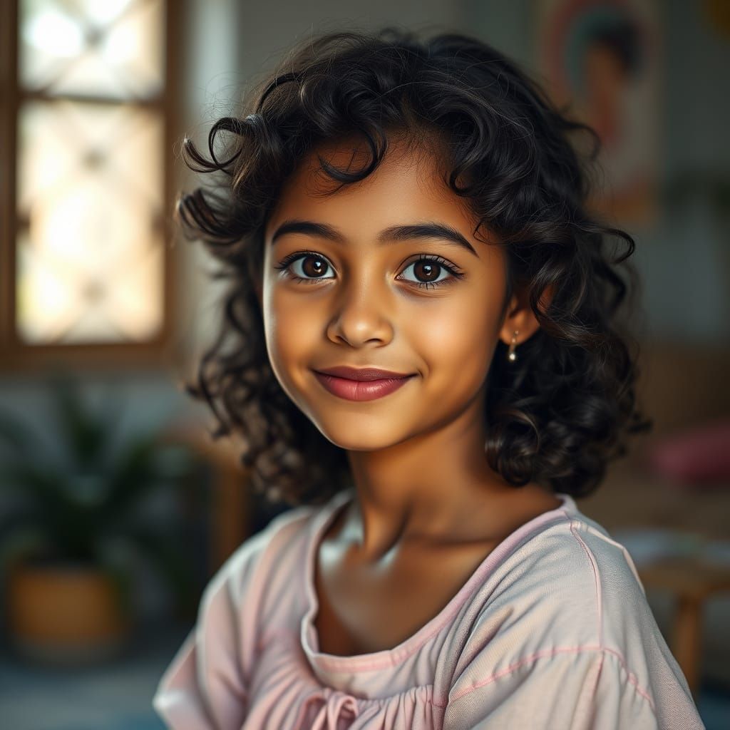 Realistic Portrait of a Kind Teenager with Expressive Eyes