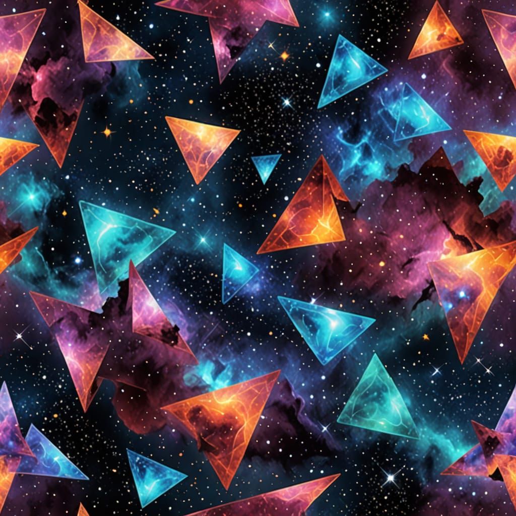 Colorful Nebula Triangles in Deep Space