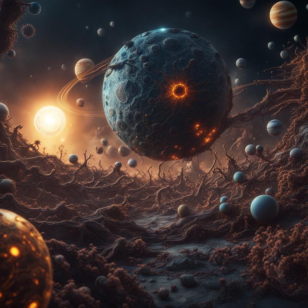 Viral Solar System: Detailed Fantasy Concept Art