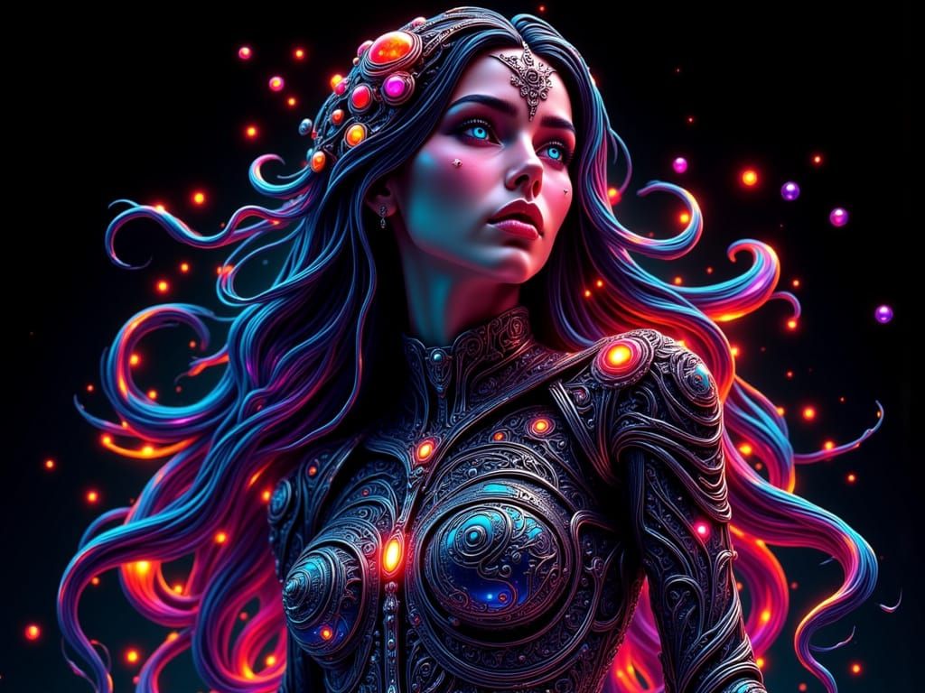 Psychedelic Neon Portrait in 3D Rendered Style