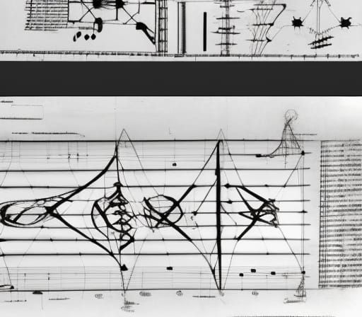 Complex 3D Music Graphic Score in Black and White