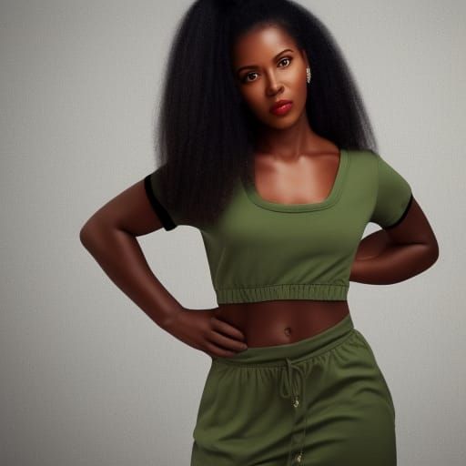 Elegant Portrait of an African American Woman in Sweat Set