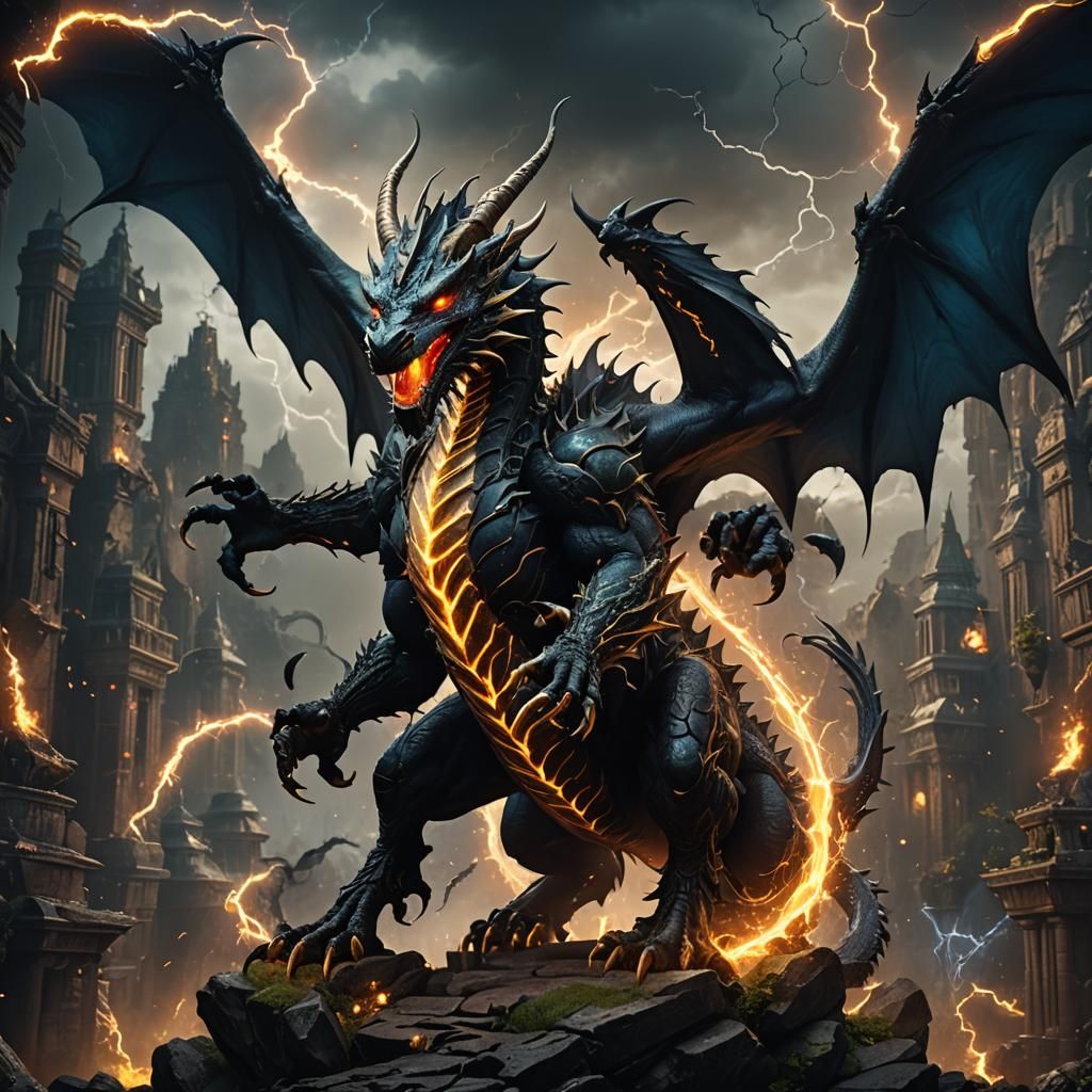 Black Lightning Dragon: Fantastical Concept Art