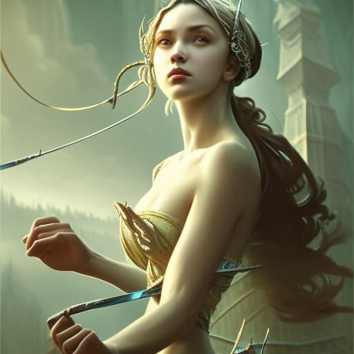 Lizard Princess Portrait in Art Nouveau Style