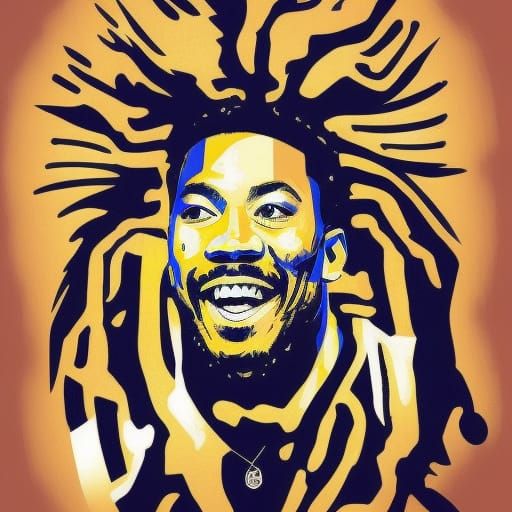 Derrick Rose: Pop Art Screen Print in Bauhaus Style