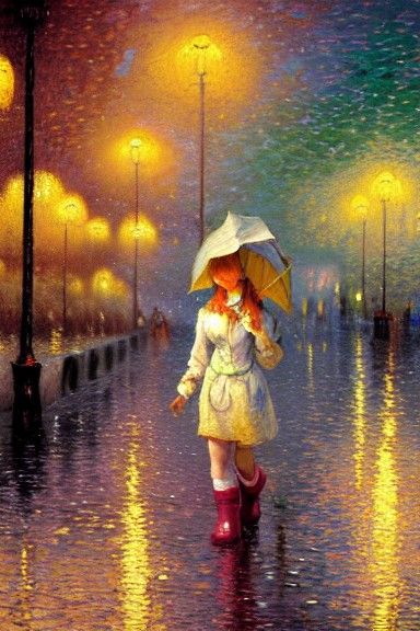 Dreamlike CGI Girl in City with Flowers