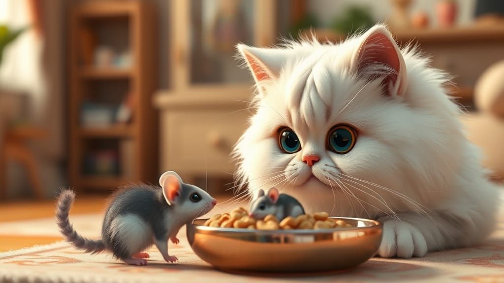 Whimsical 3D Portrait of a Fluffy Persian Cat