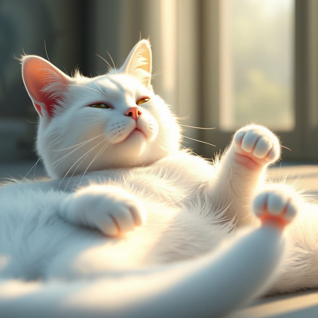 Whimsical Anime Cat Basks in Morning Radiance