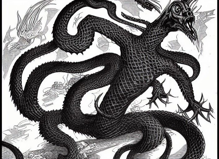 Terrifying Serpent-Man Demon Creature