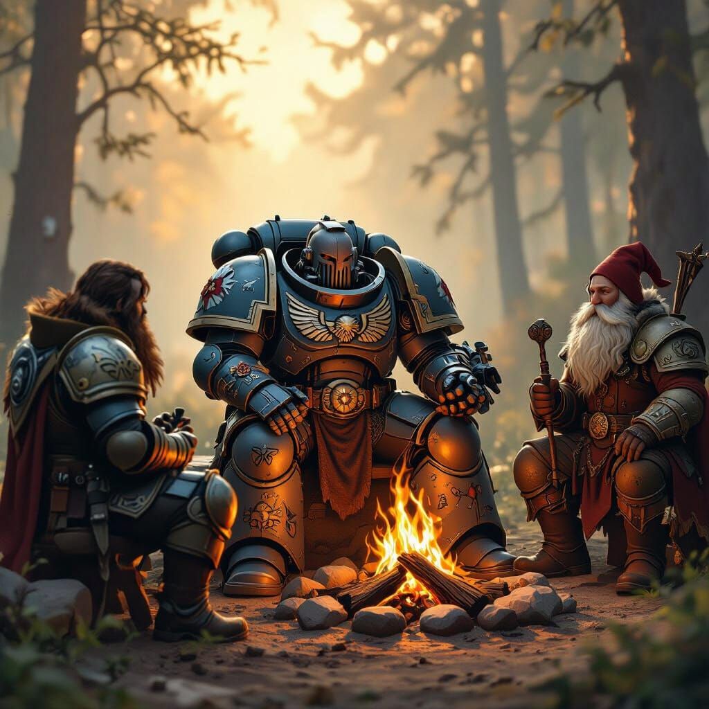 Space Marine Campfire with Warcraft Alliance in Elwynn Fores...
