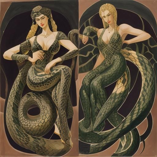 Serpent Inspired by Goncharova and Caravaggio