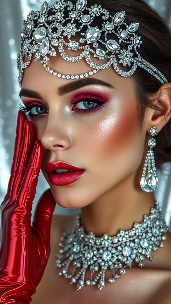 High Fashion Photo of Woman with Silver Headpiece