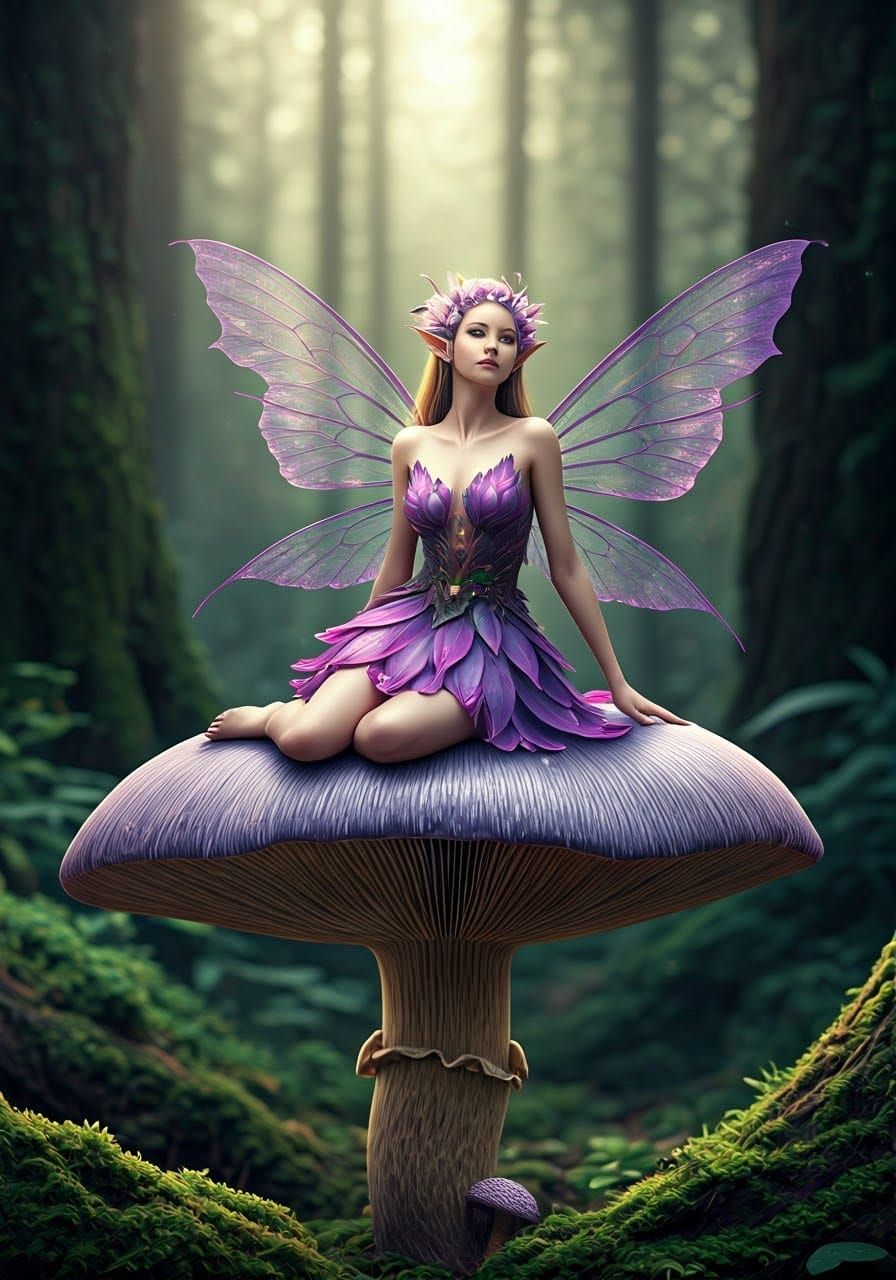 Ethereal Fairy Princess in Misty Forest, Photorealistic