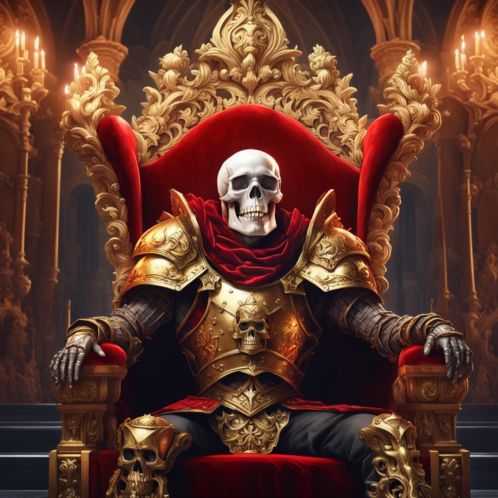 Skull King in Gold Armor on Throne
