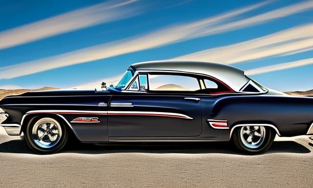 1950s Muscle Car on Route 66