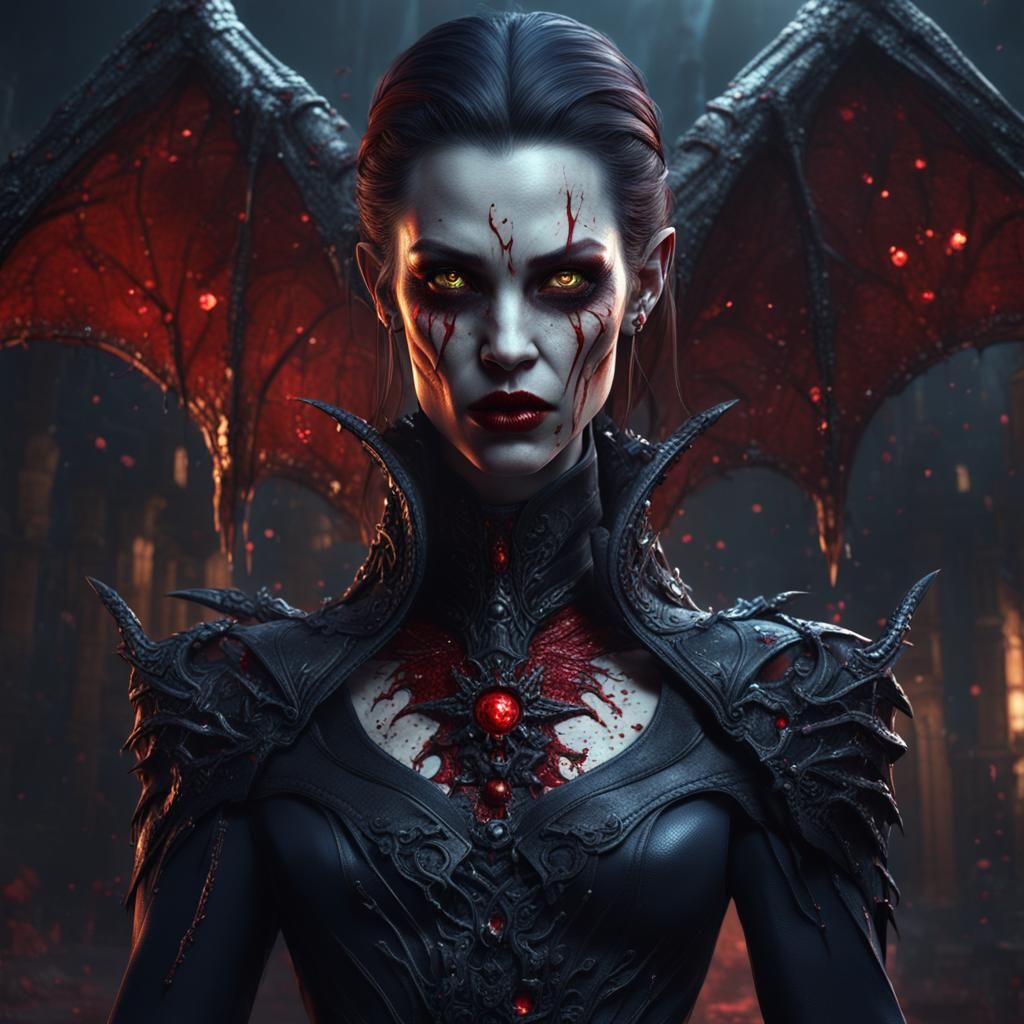 Provocative Alien Vampire in Detailed Matte Painting
