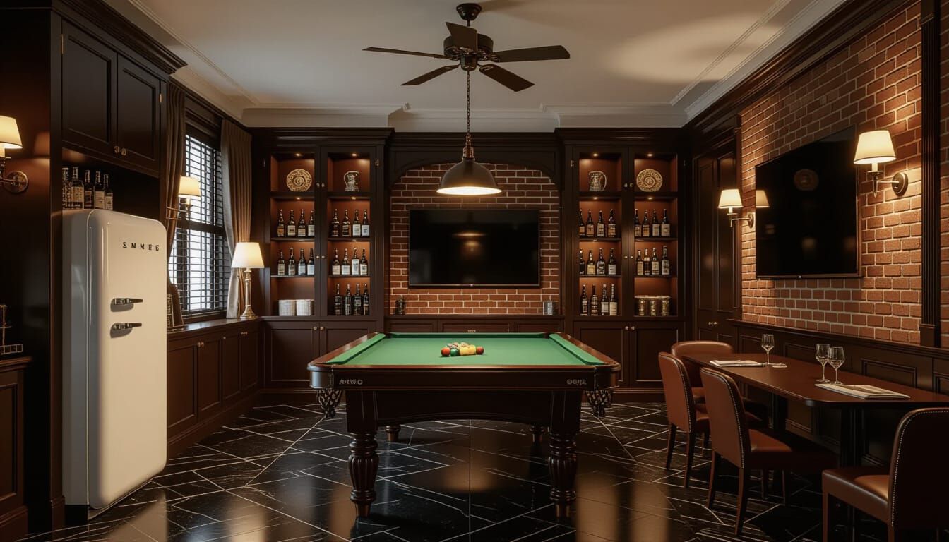 Victorian Billiards Room in Moody Cinematic Style