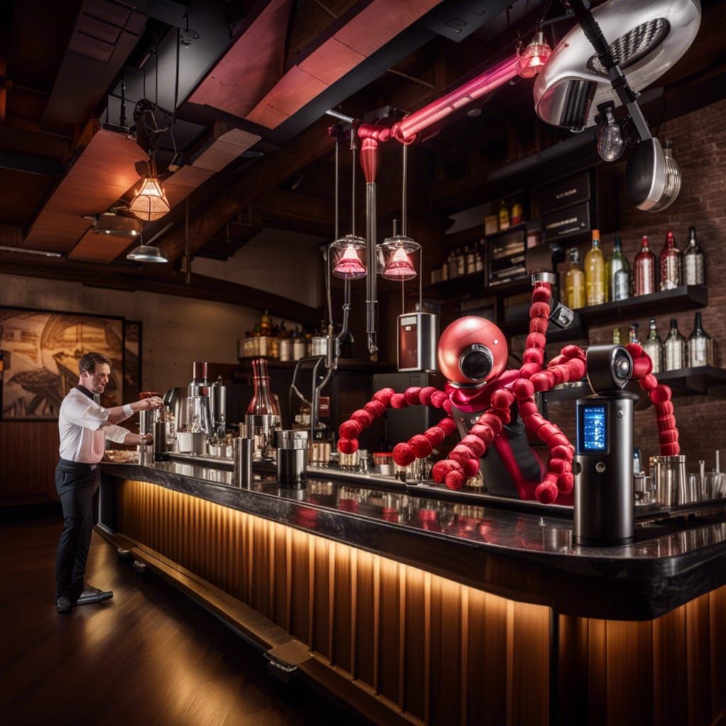 Automated Bartender with 8 arms and 6 feet tall