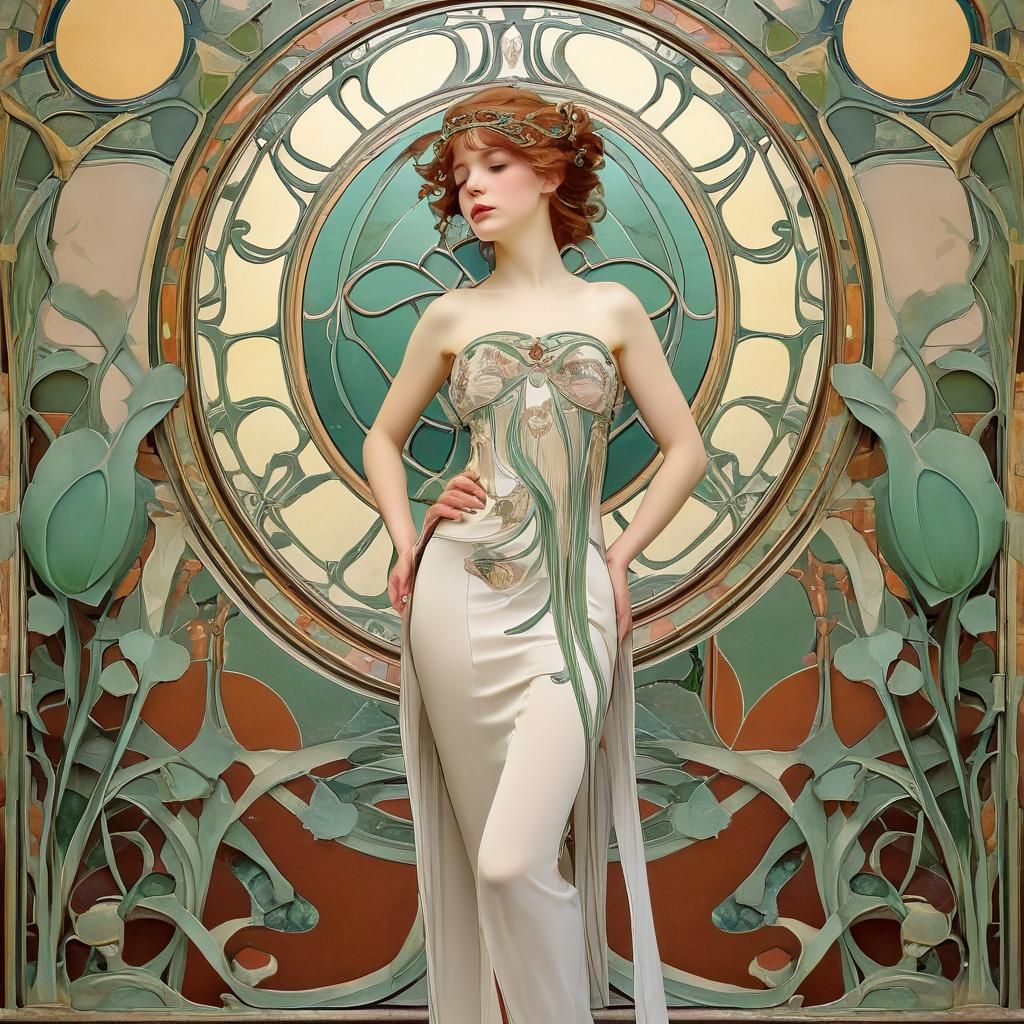 Elegant Art Nouveau Style Composition