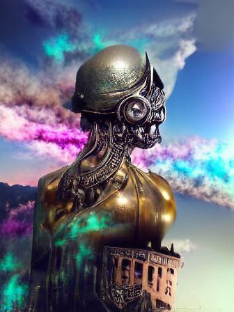 Steampunk Vaporwave Fear in Detailed Matte Painting