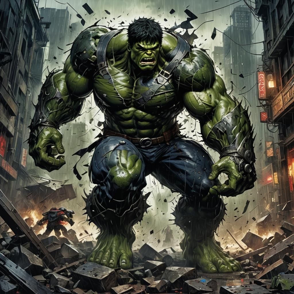 Broken Hulk Armor in Dark Fantasy Style