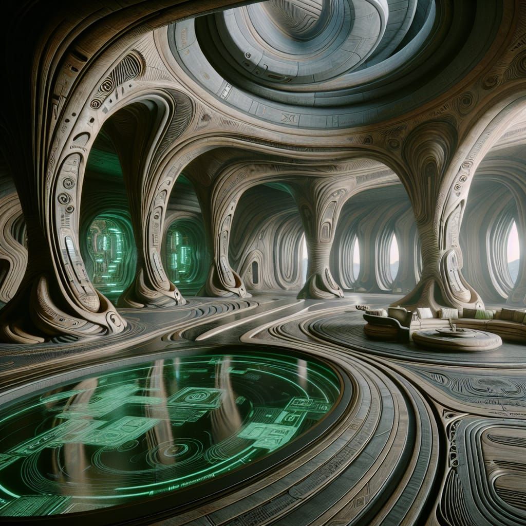 Exotic Alien Dwelling with Glowing Screen