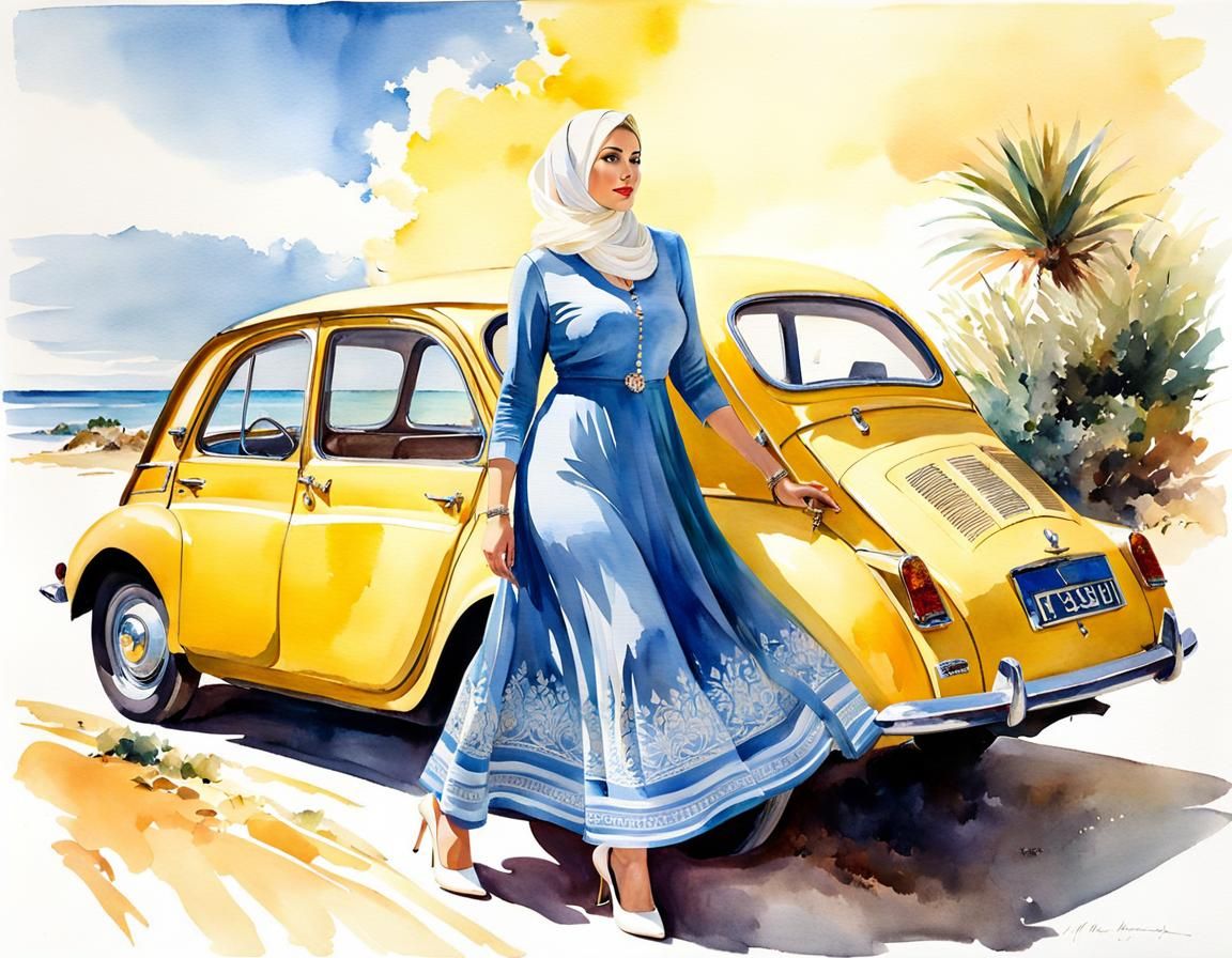 Watercolor Portrait: Woman in Hijab by Renault