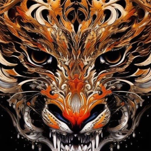 Terrifying Ghost Tiger in Liquid Watercolor Style