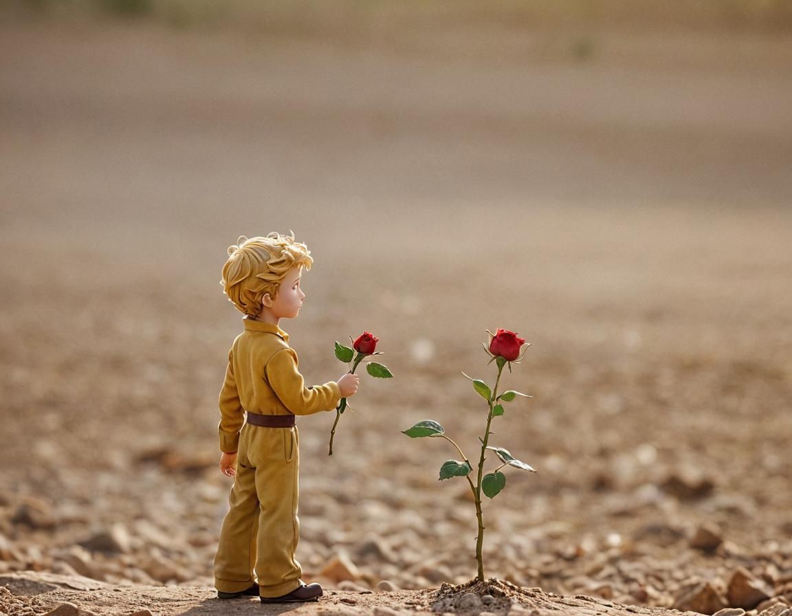 The Little Prince and Rose in Magical Setting