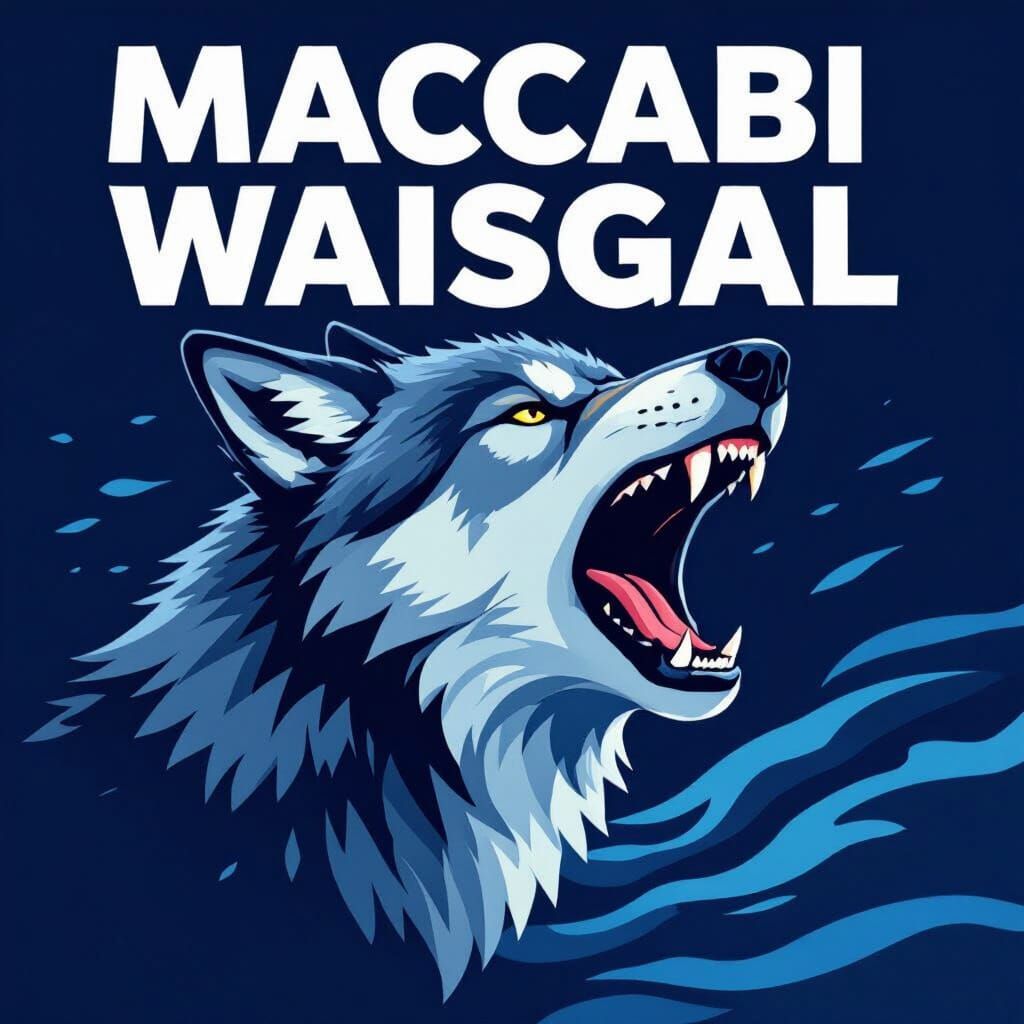 Stylized Wolf Logo for Maccabi Waisgal Swim