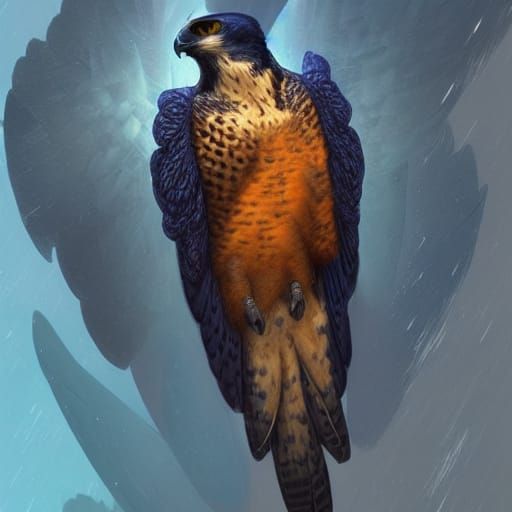 Peregrine Falcon in Blue Fire: Digital Concept Art