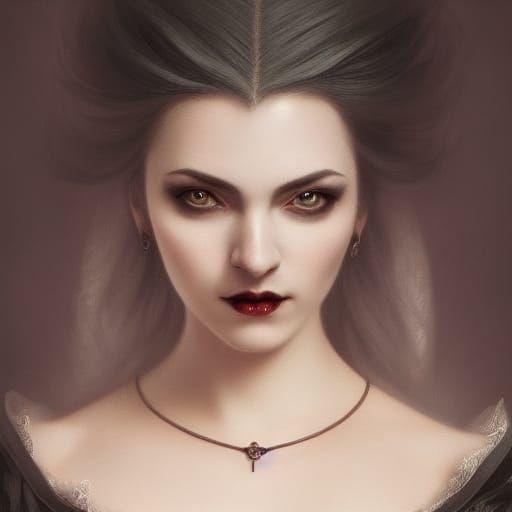 Renaissance Vampire Lady Portrait in Digital Painting Style