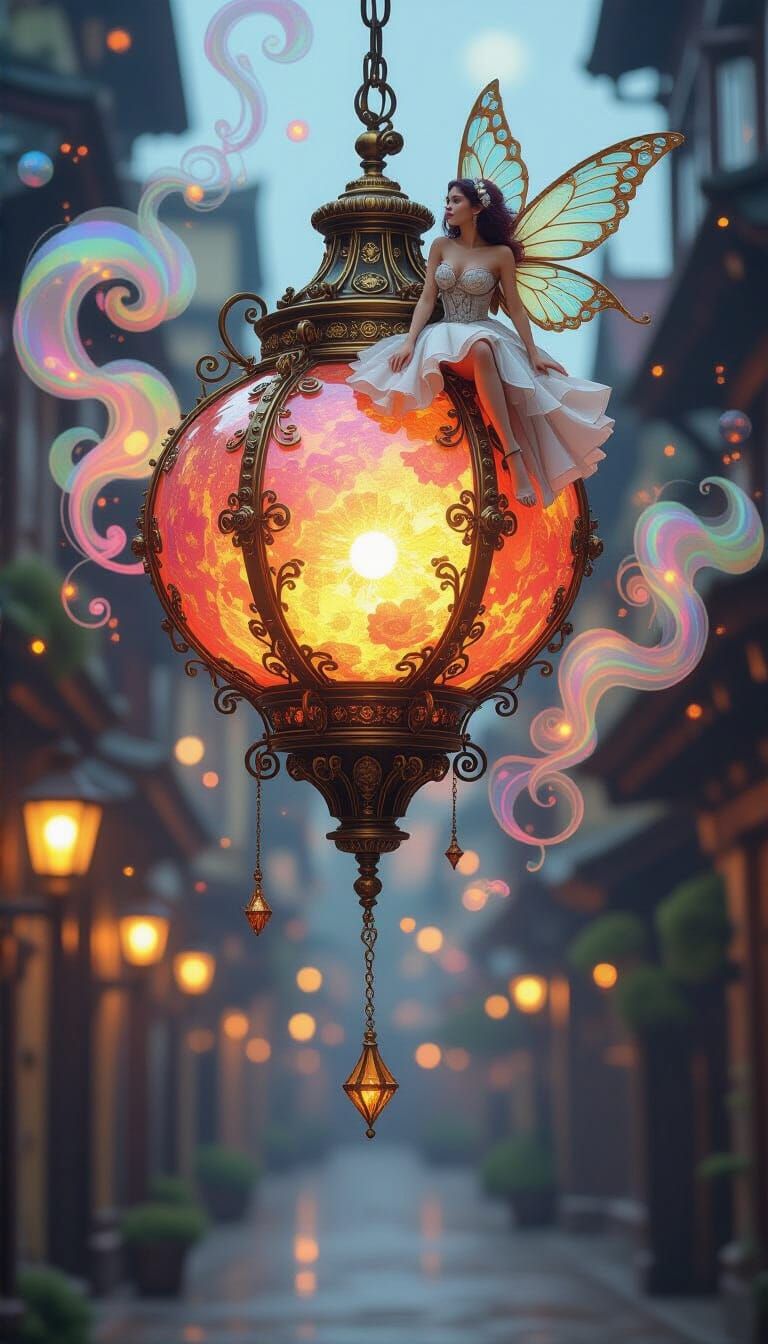 Steampunk Fairy in Psychedelic Lantern