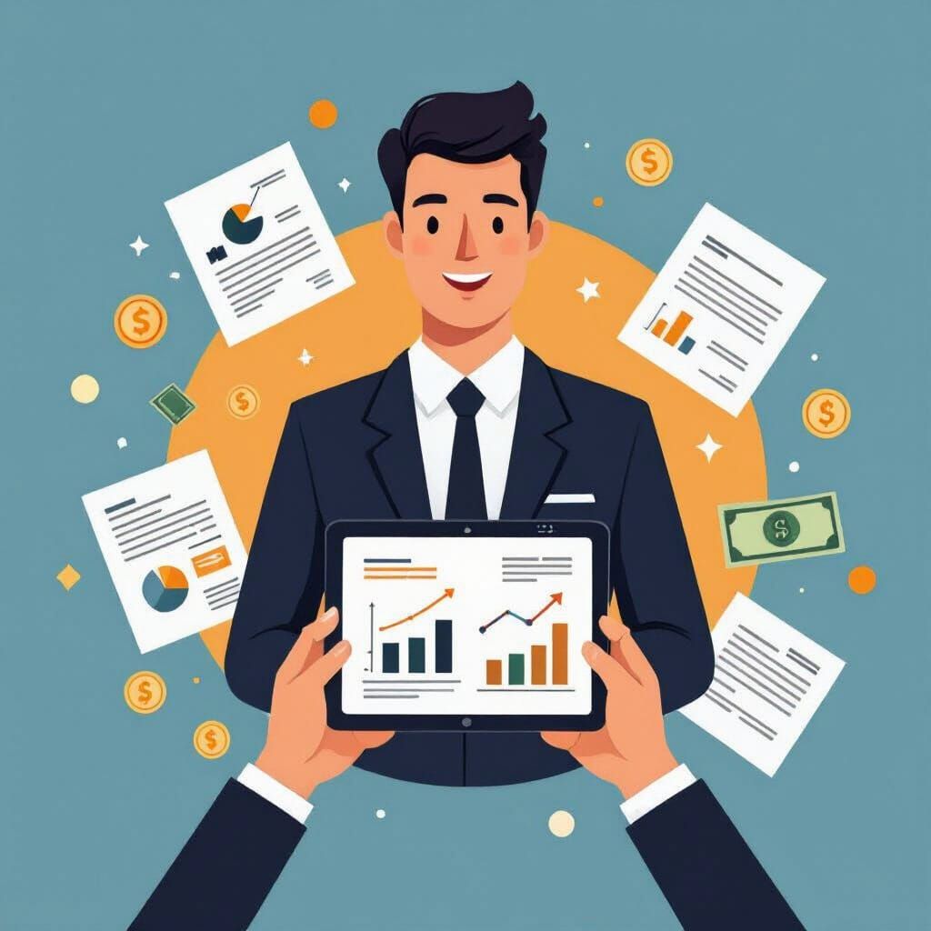 Financial Accounting Icon in Flat Design Style