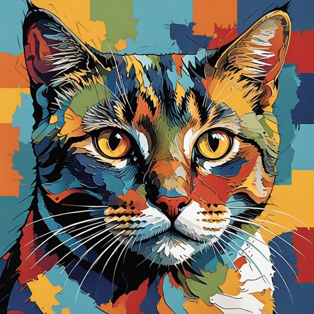Colour collage cat