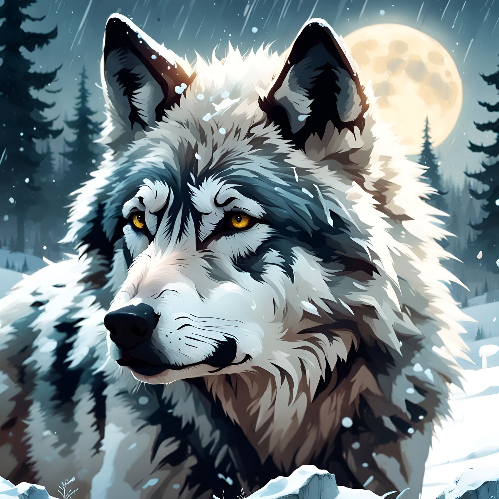 Timber Wolf emerging from the snow