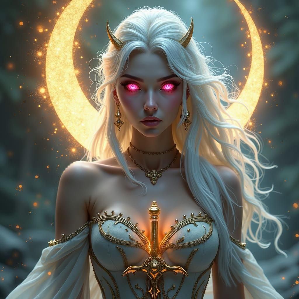 Drow Priestess of Eilistraee Hyperrealistic Splash Art